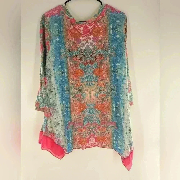 Closet Full Size XXL Blouse Shirt Top Embellished Sharkbite hem - Picture 6 of 12